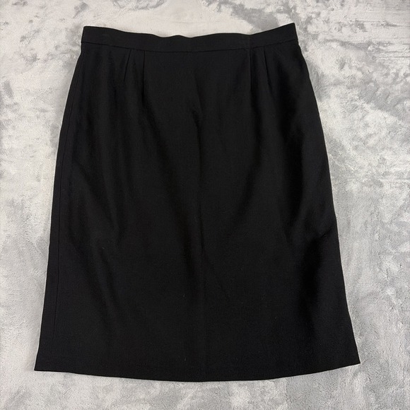 Vintage Louis Feraud 100% Wool Pencil Skirt Lined Black Size 16 Made in Germany - Picture 2 of 6